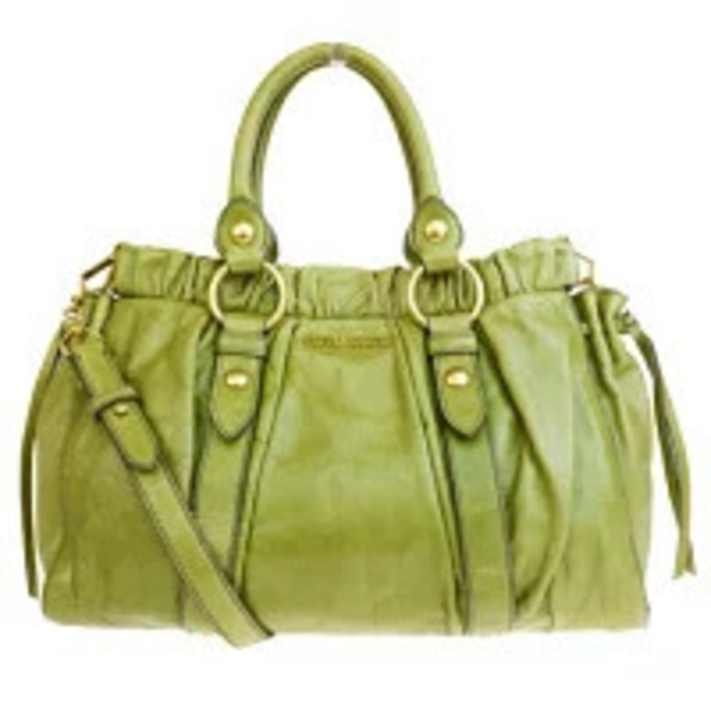 Miu Miu Handbag Shoulder Bag Green Leather